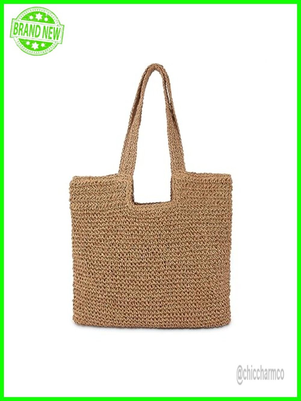 Straw Beach Tote Bag Large Woven Boho Summer Shoulder Handbag
